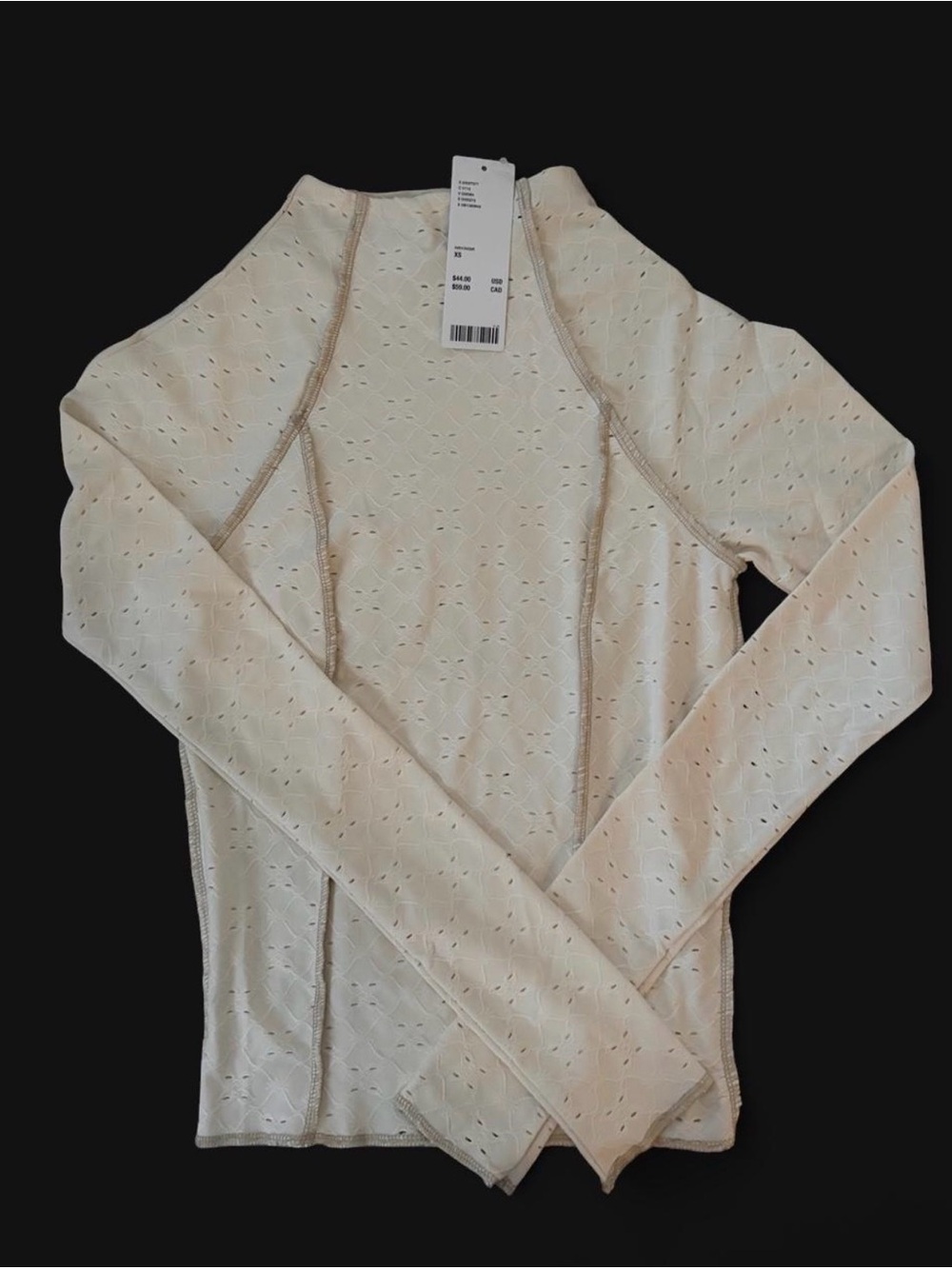 Urban Outfitters XS Long Sleeve Eyelet Knit Top in Cream XS